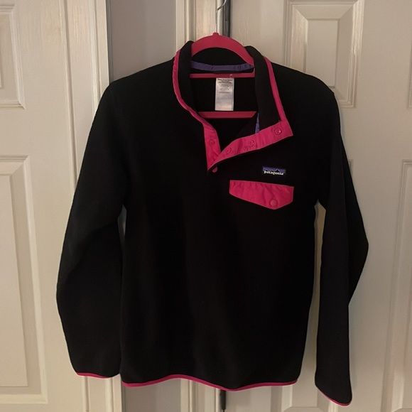 Black and pink fleece snap-t Patagonia - Picture 3 of 8